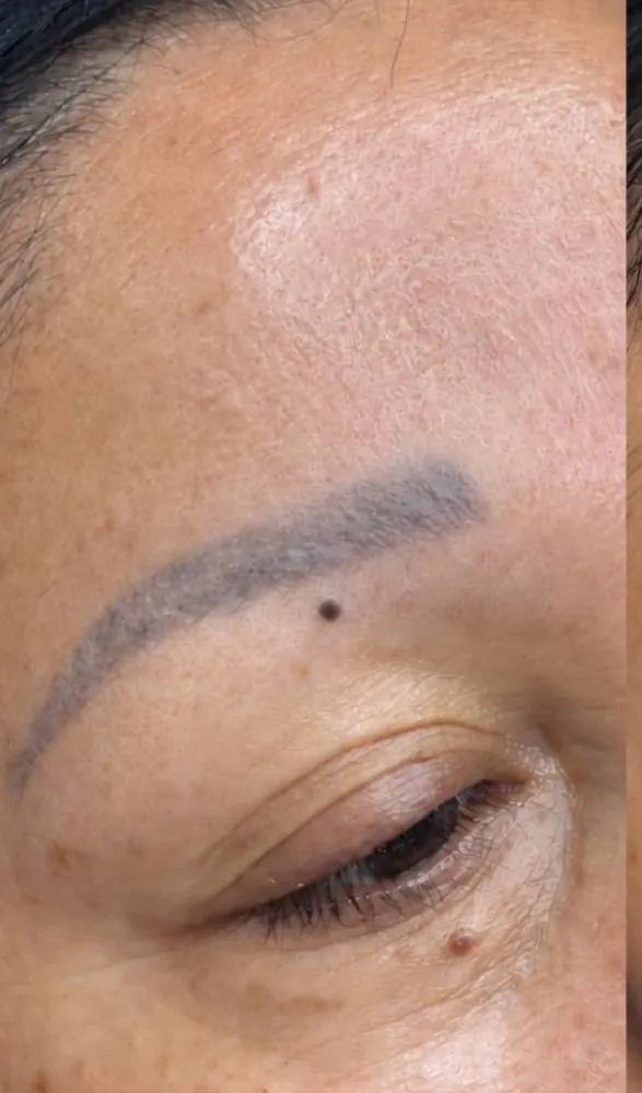 Before: old, faded brow tattoo